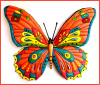  Hand Painted Metal Orange Funky Butterfly Wall Hanging,Outdoor Decor- 24"